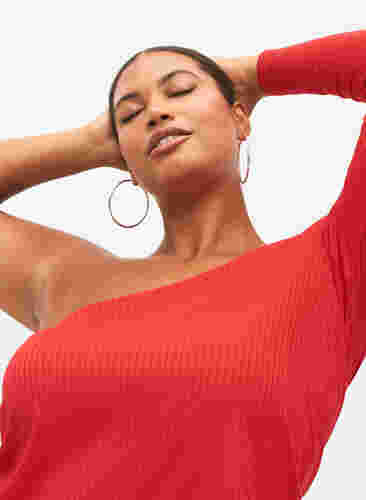 Een-schouder blouse, Tango Red, Model image number 2