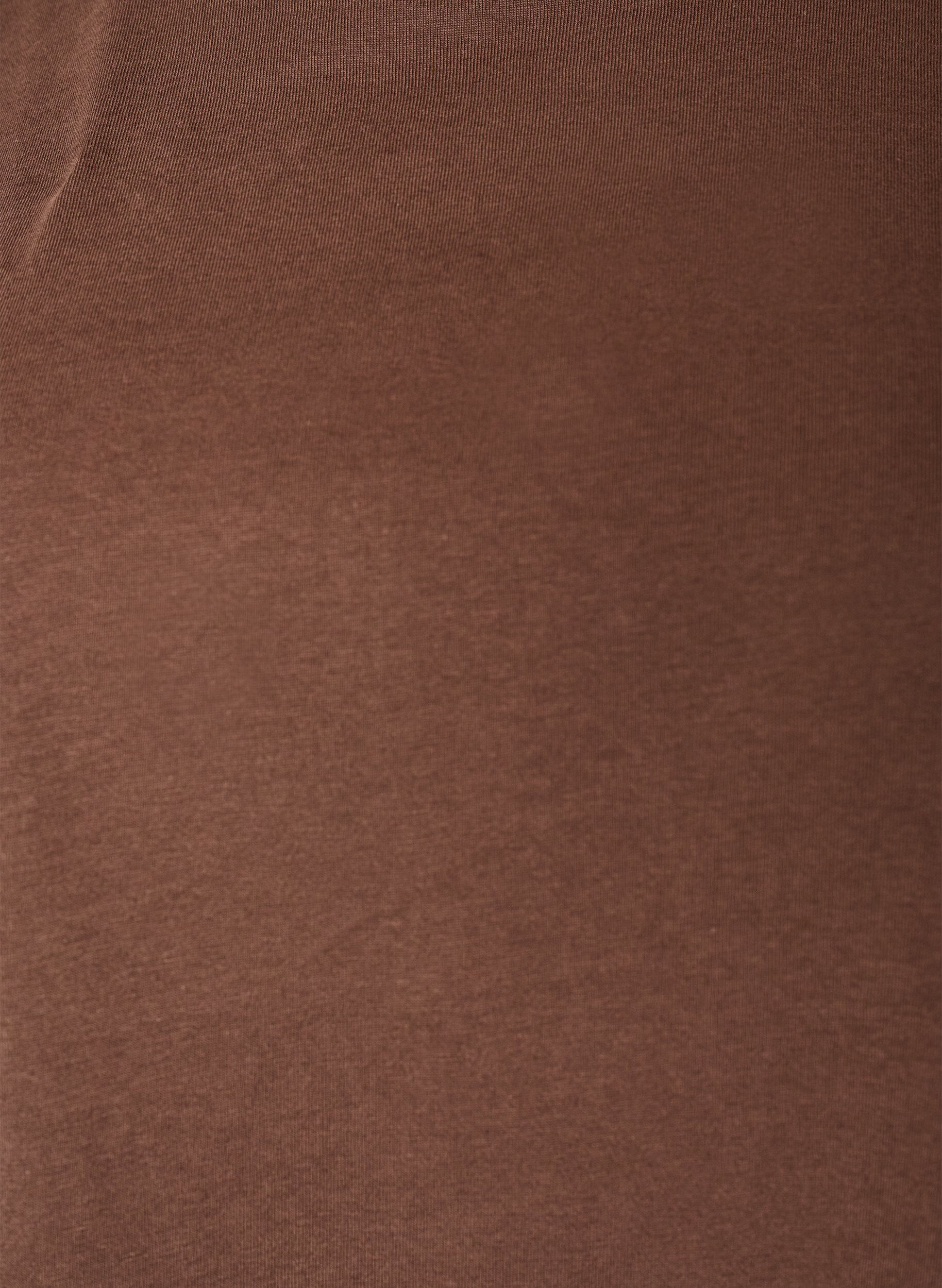 Zizzi T-shirt met asymmetrische kanten zoom, Bruin, Packshot image number 2