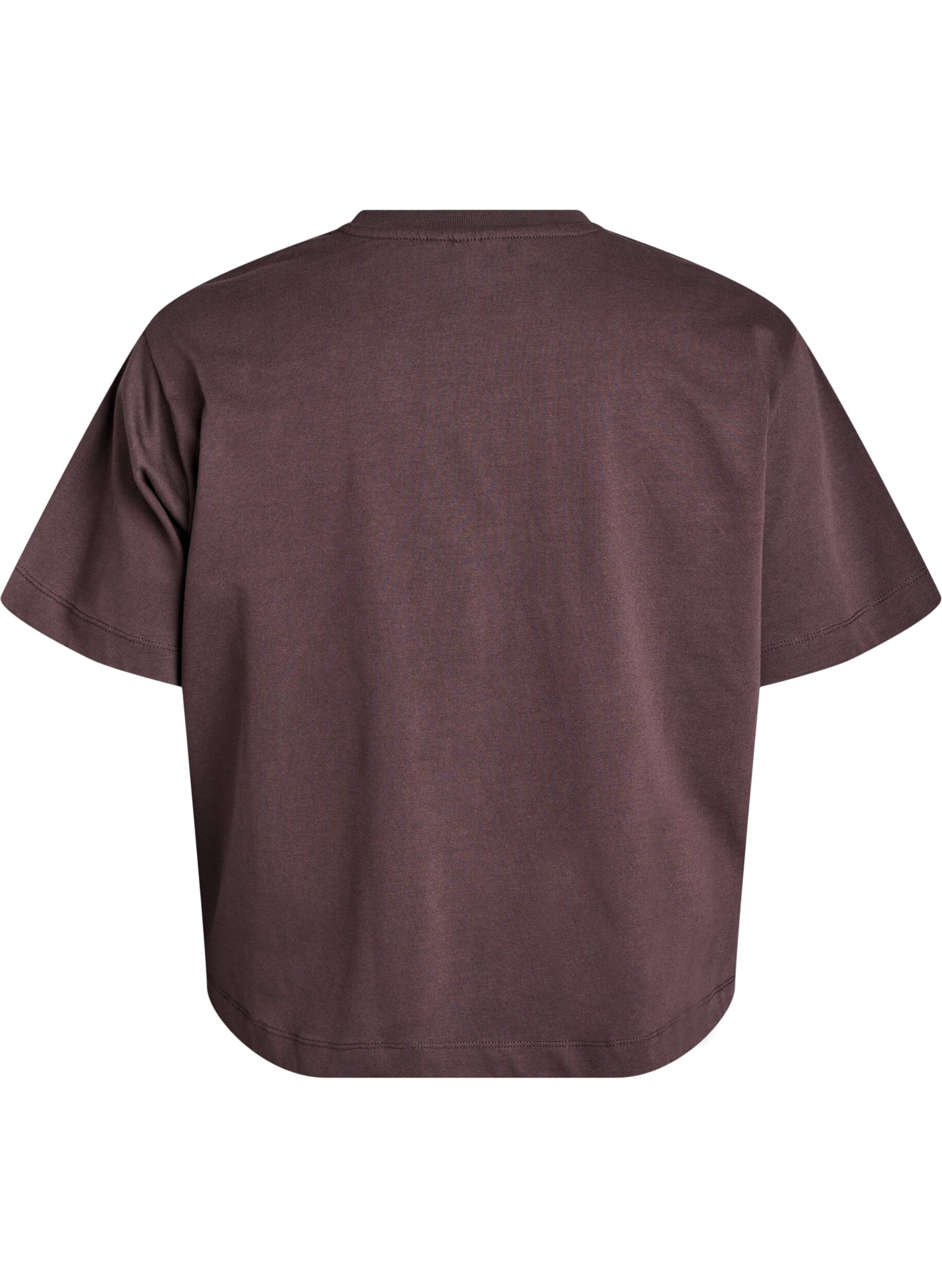 Zizzi Boxy katoenen T-shirt, Bruin, Packshot image number 1