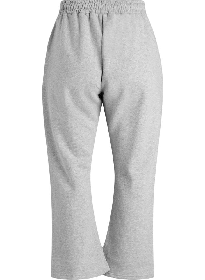 Joggingbroek met hoge taille en geborstelde binnenkant, Grijs, Packshot image number 1