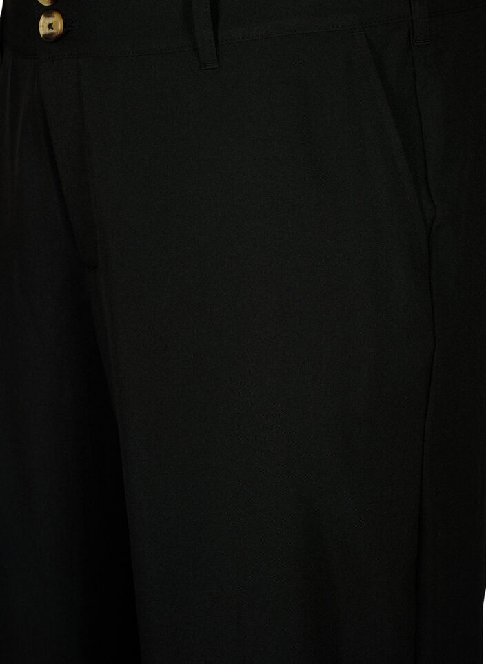 Broek met hoge taille en omslag, Black, Packshot image number 2