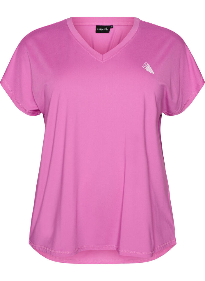 Sportief t-shirt met korte mouwen en v-hals, Paars, Packshot image number 0