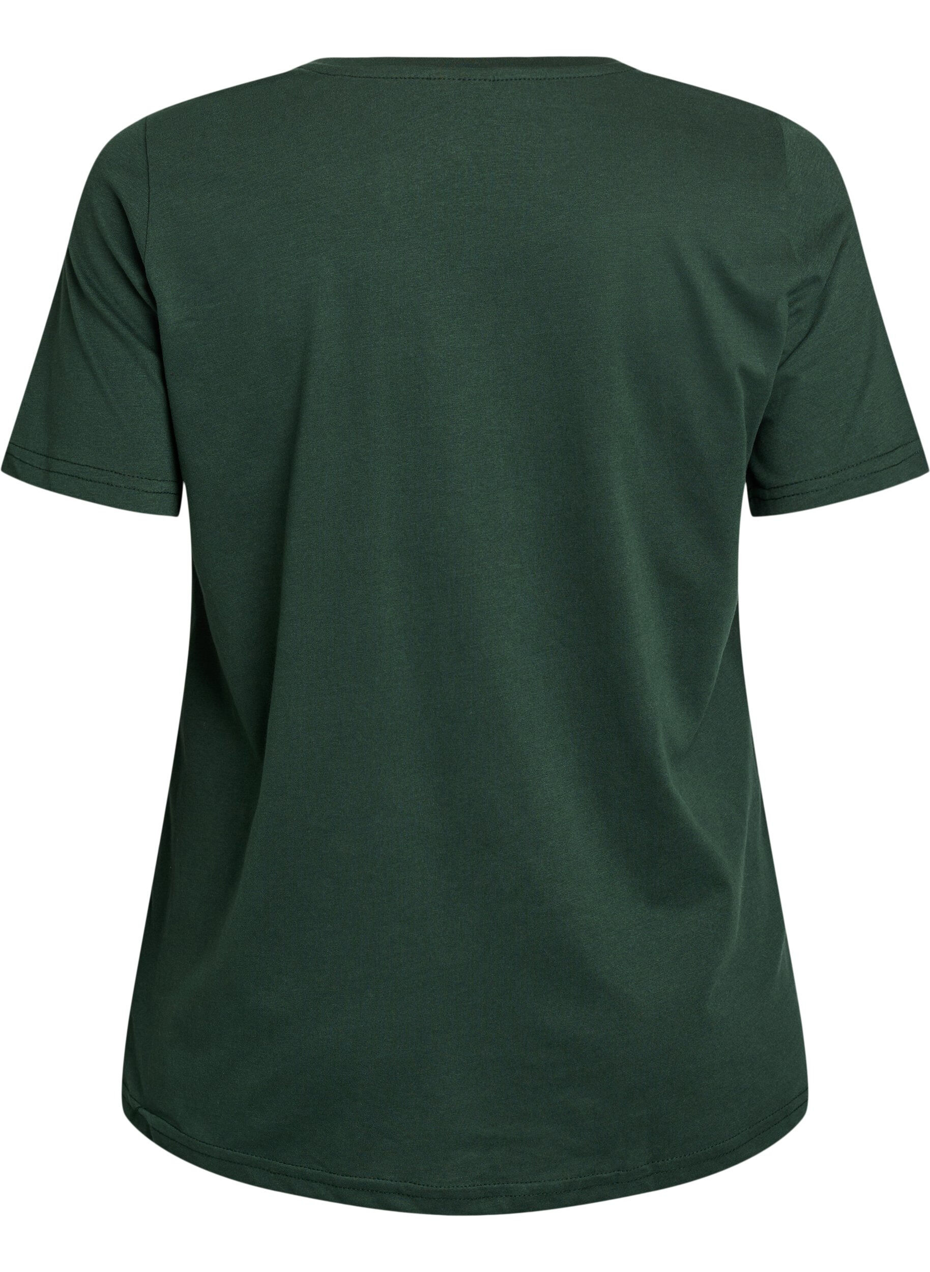 Zizzi T-shirt met print, Groen, Packshot image number 1