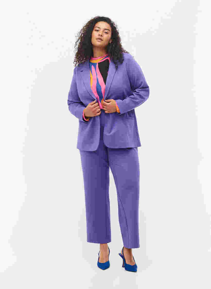 Basic blazer met knoop en sierzakken, Ultra Violet, Model image number 2