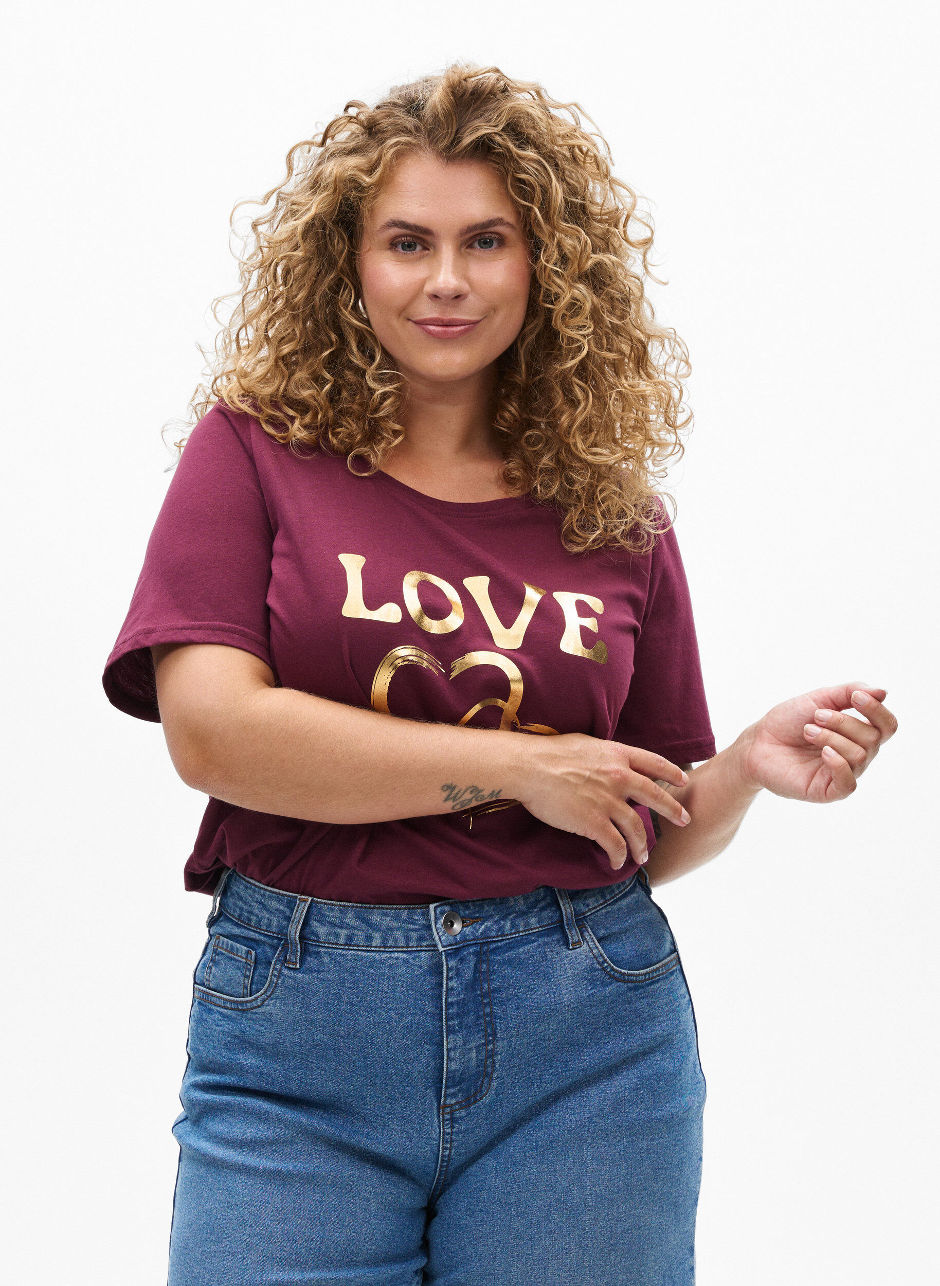 Zizzi T-shirt met print, Rood, Model image number 0