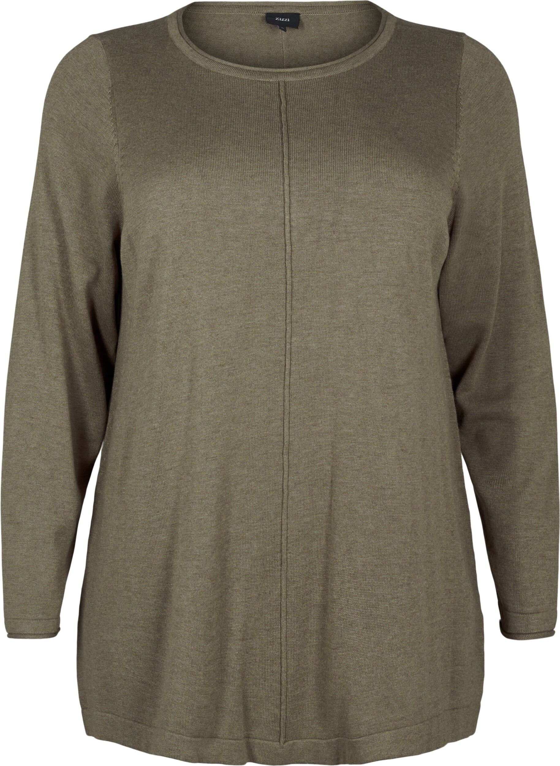 Zizzi Gebreide blouse gemaakt van katoen en viscose., Groen, Packshot image number 0