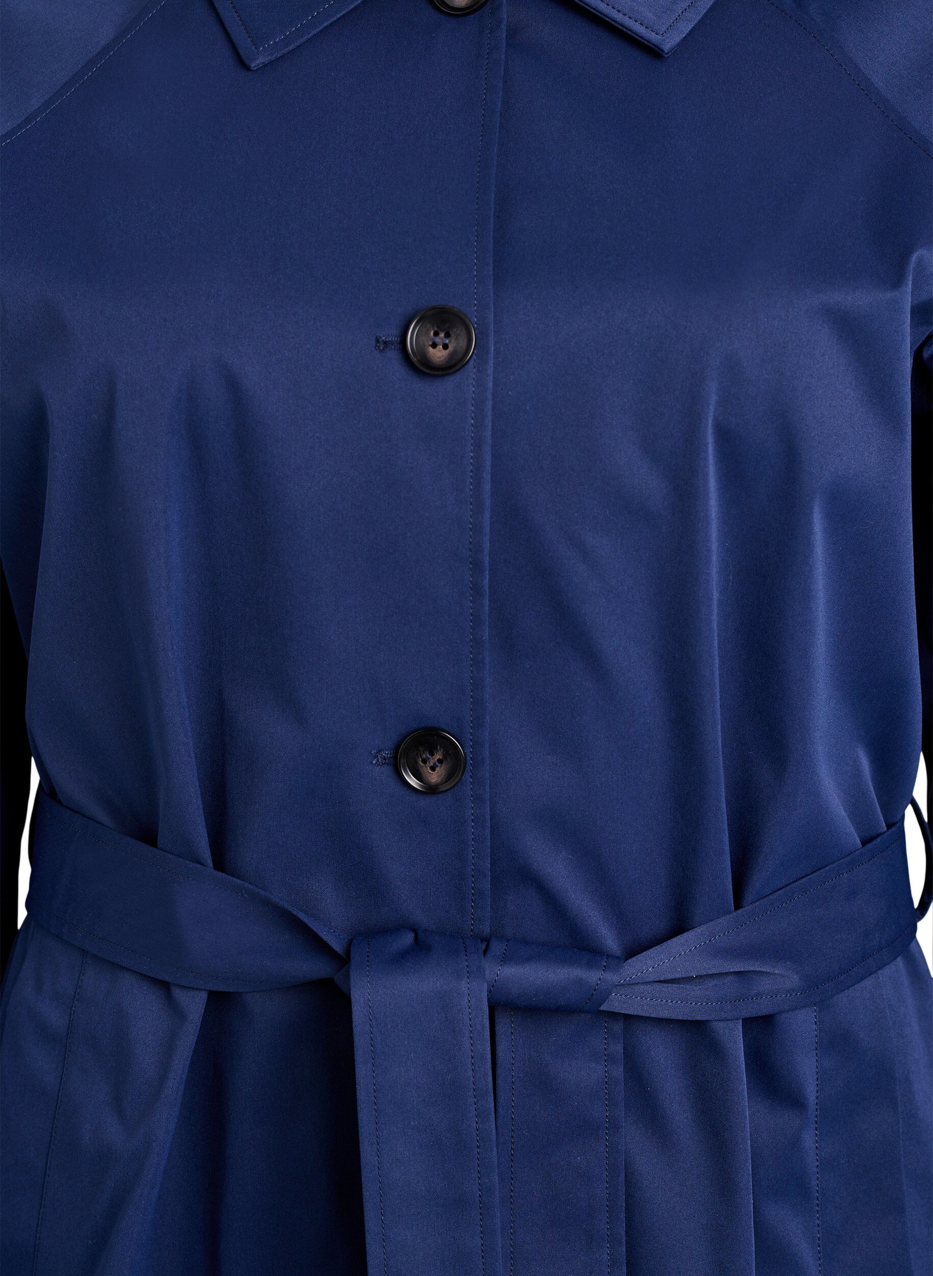 Zizzi Trenchcoat met riem en splits, Blauw, Packshot image number 2