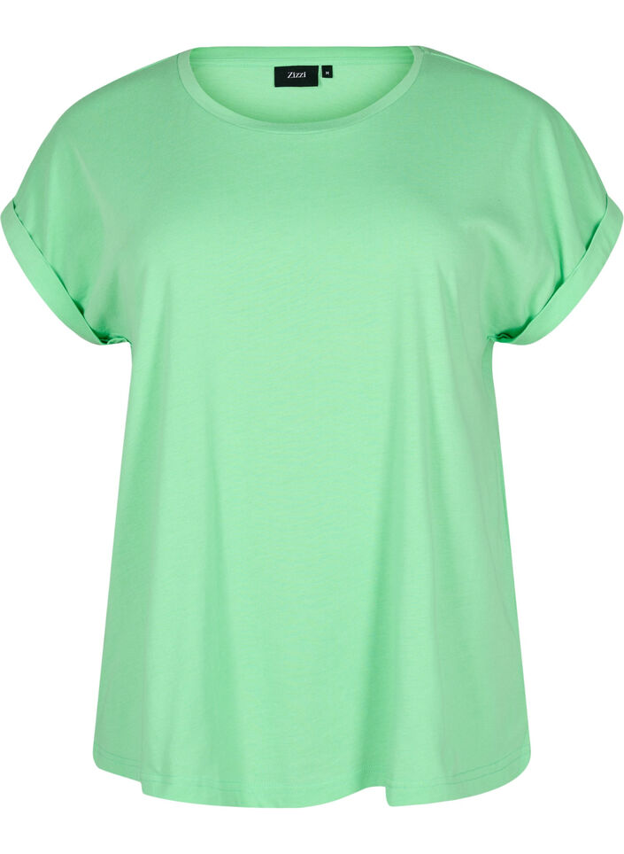 T-shirt met korte mouwen van katoenmix, Groen, Packshot image number 0