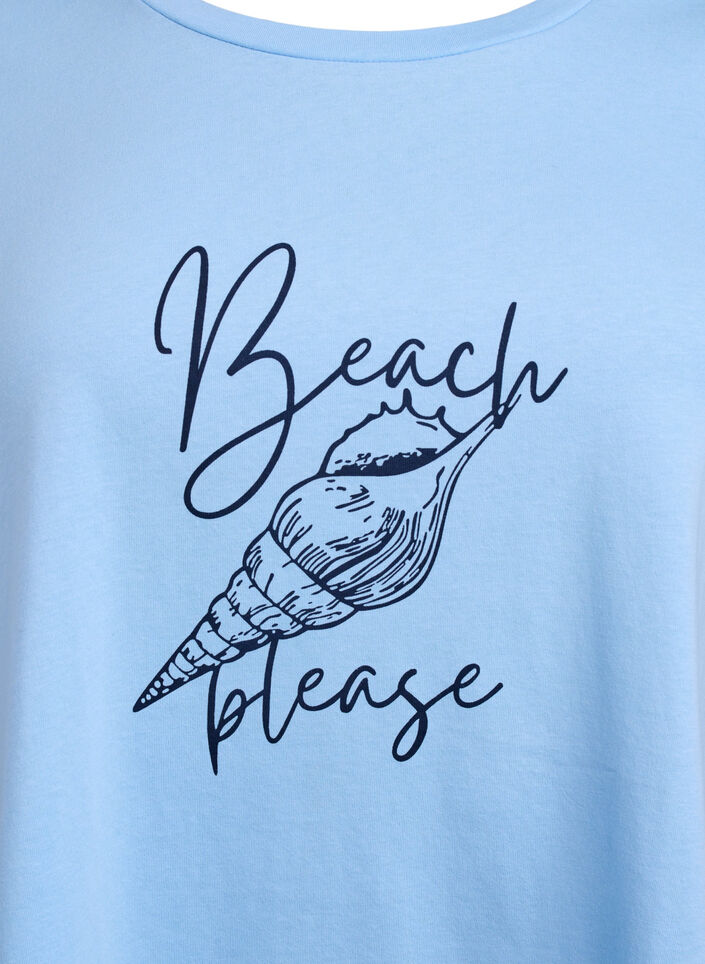 T-shirt met ronde hals en A-lijn vorm, Blauw, Packshot image number 2