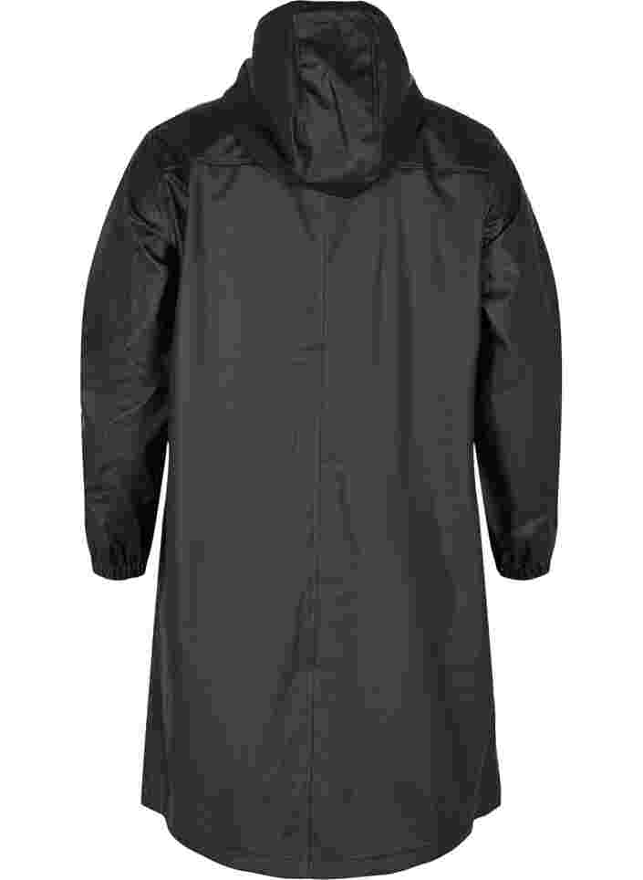 Regenjas met capuchon en knoopsluiting, Black, Packshot image number 1