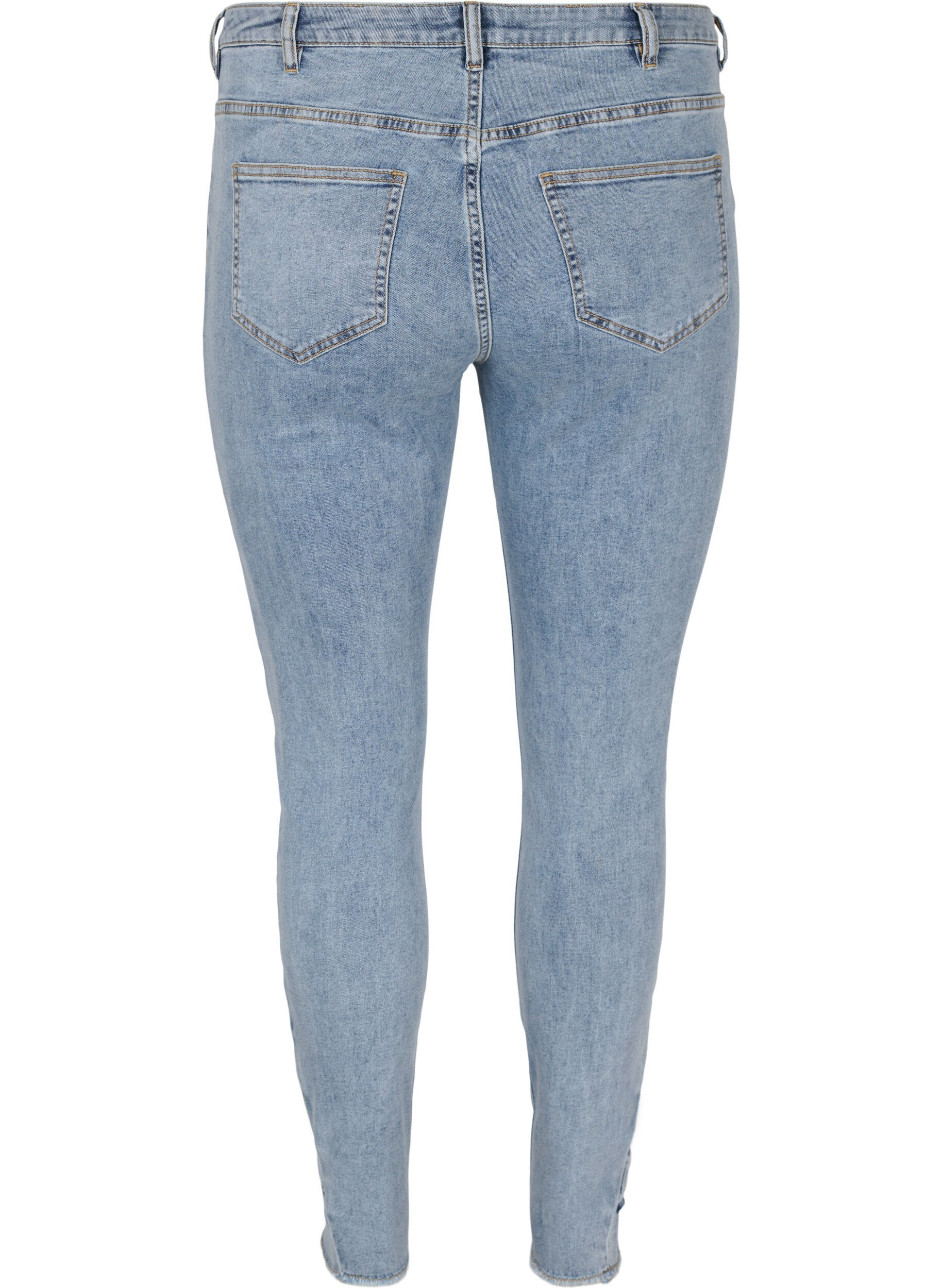 Zizzi Cropped Amy jeans met strikjes, Light blue, Packshot image number 1