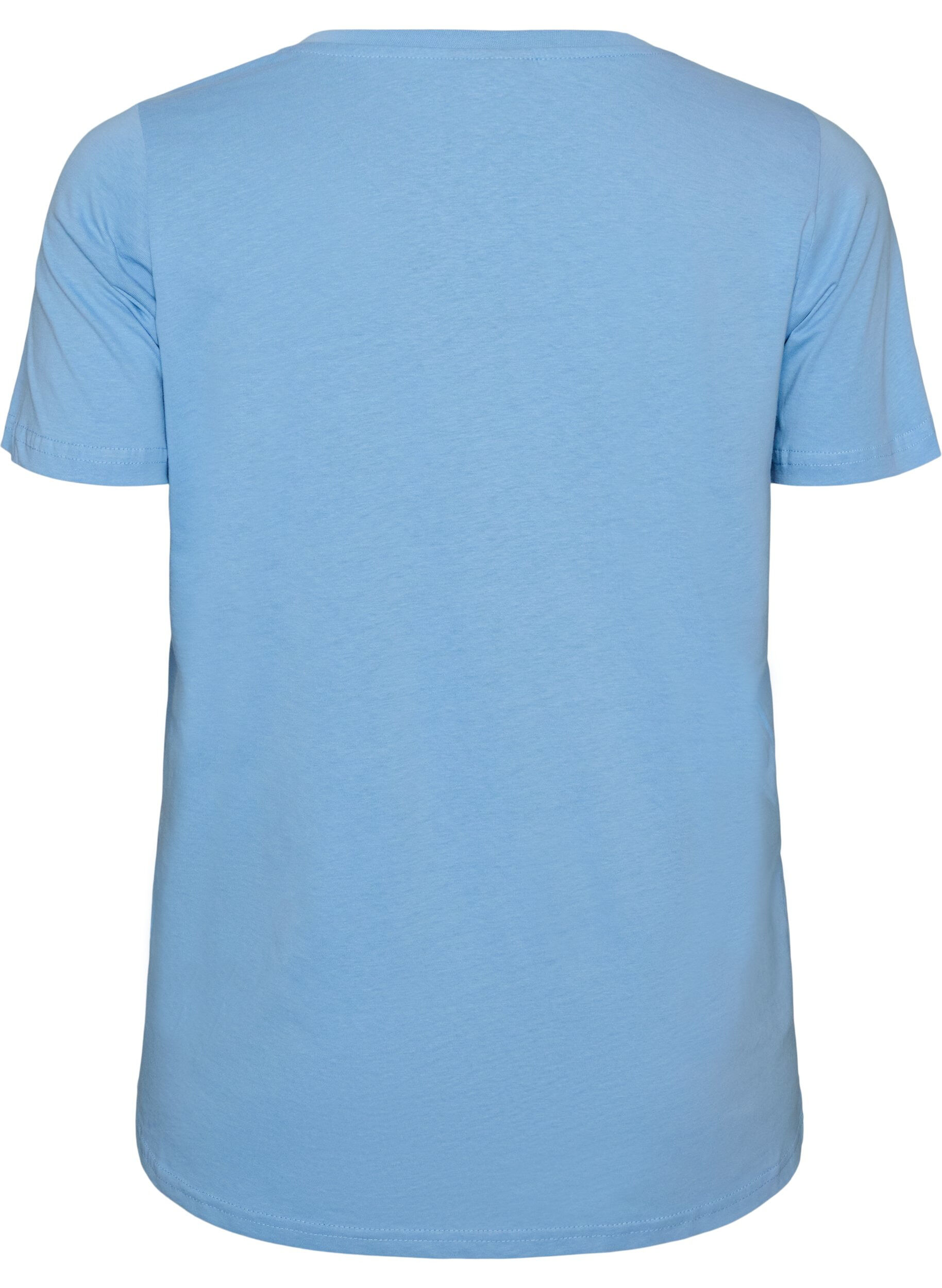 ZizziKatoenen T-shirt met V-hals en print aan de voorkant, 0698, Packshot image number 1