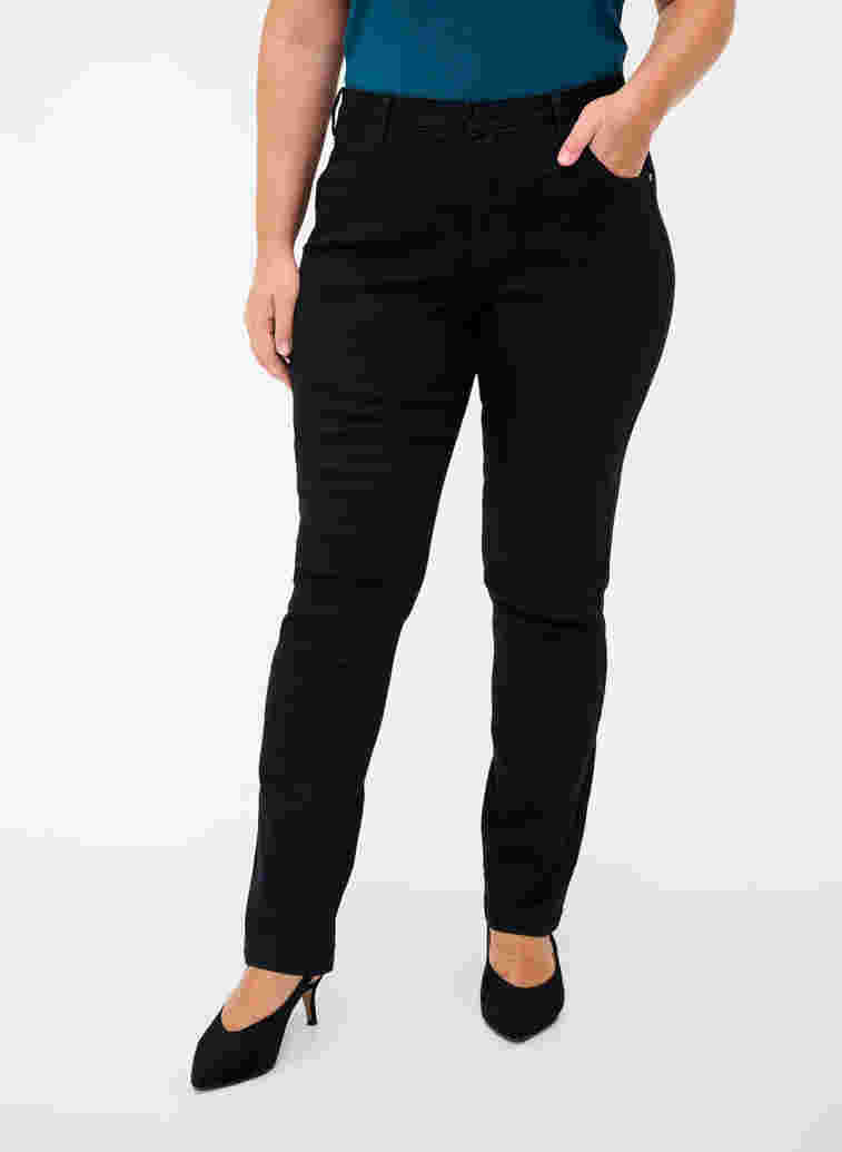 Slim-fit Emily jeans met normale taille, Black, Model image number 3
