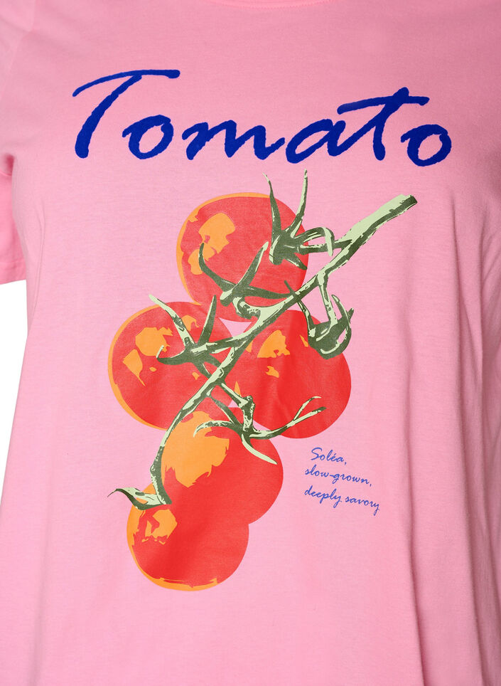T-shirt van biologisch katoen met tomatenprint, Roze, Packshot image number 2