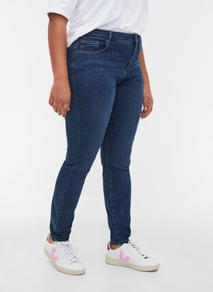 Amy jeans mer hoge taille en stretch technology , Blue denim, Model image number 2