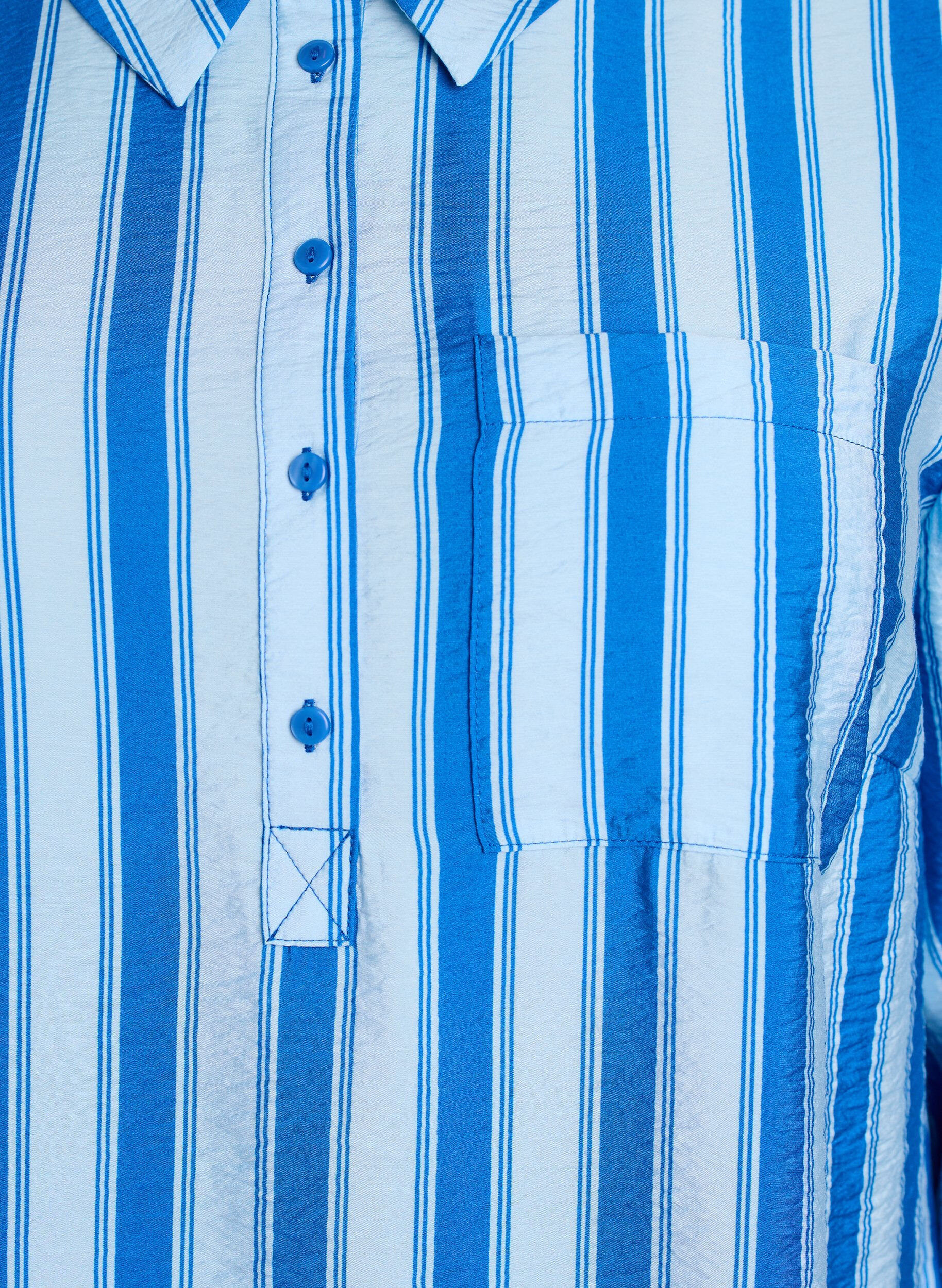 Zizzi Korte jurk met kraag en borstzak, Blauw, Packshot image number 2