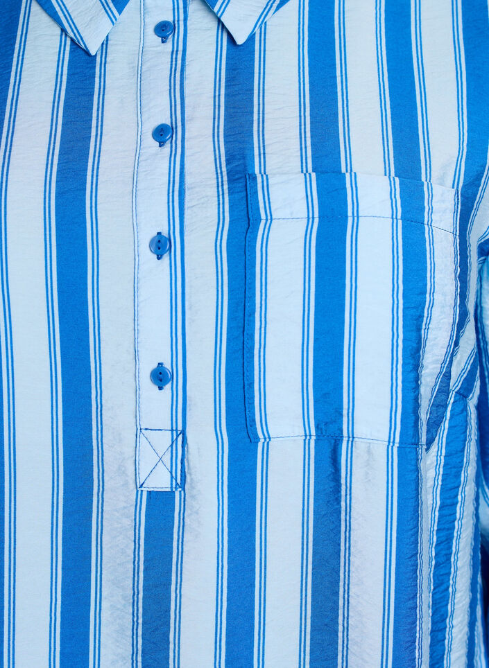 Korte jurk met kraag en borstzak, Blauw, Packshot image number 2