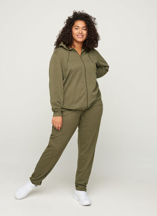 Gemêleerde sweatpants met zakken, Ivy green Melange, Model image number 1