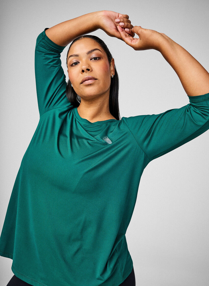 Sporttop met 3/4 mouwen, Groen, Image image number 0