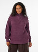 Gebreide trui met hoge hals en rits, Paars, Model image number 0