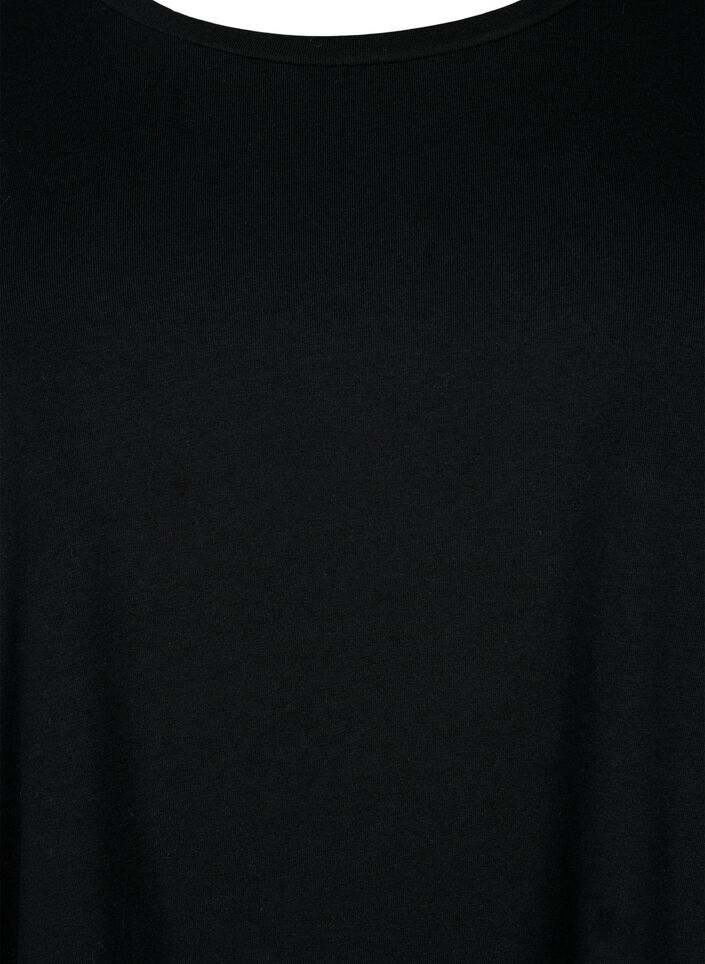 Basic katoenen t-shirt met 3/4 mouwen, Zwart, Packshot image number 2