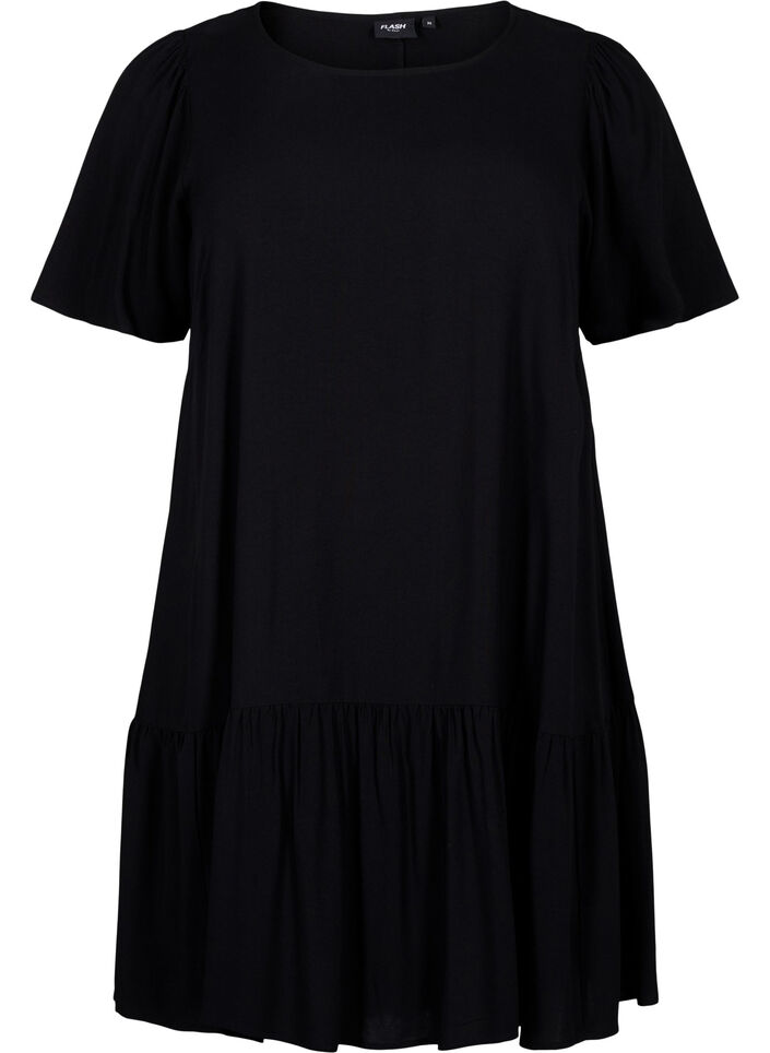 Jurk van viscose met coupenaad, Zwart, Packshot image number 0