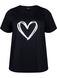 FLASH - T-shirt met motief, Black Silver Heart