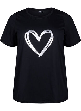 FLASH - T-shirt met motief, Black Silver Heart, Packshot image number 0