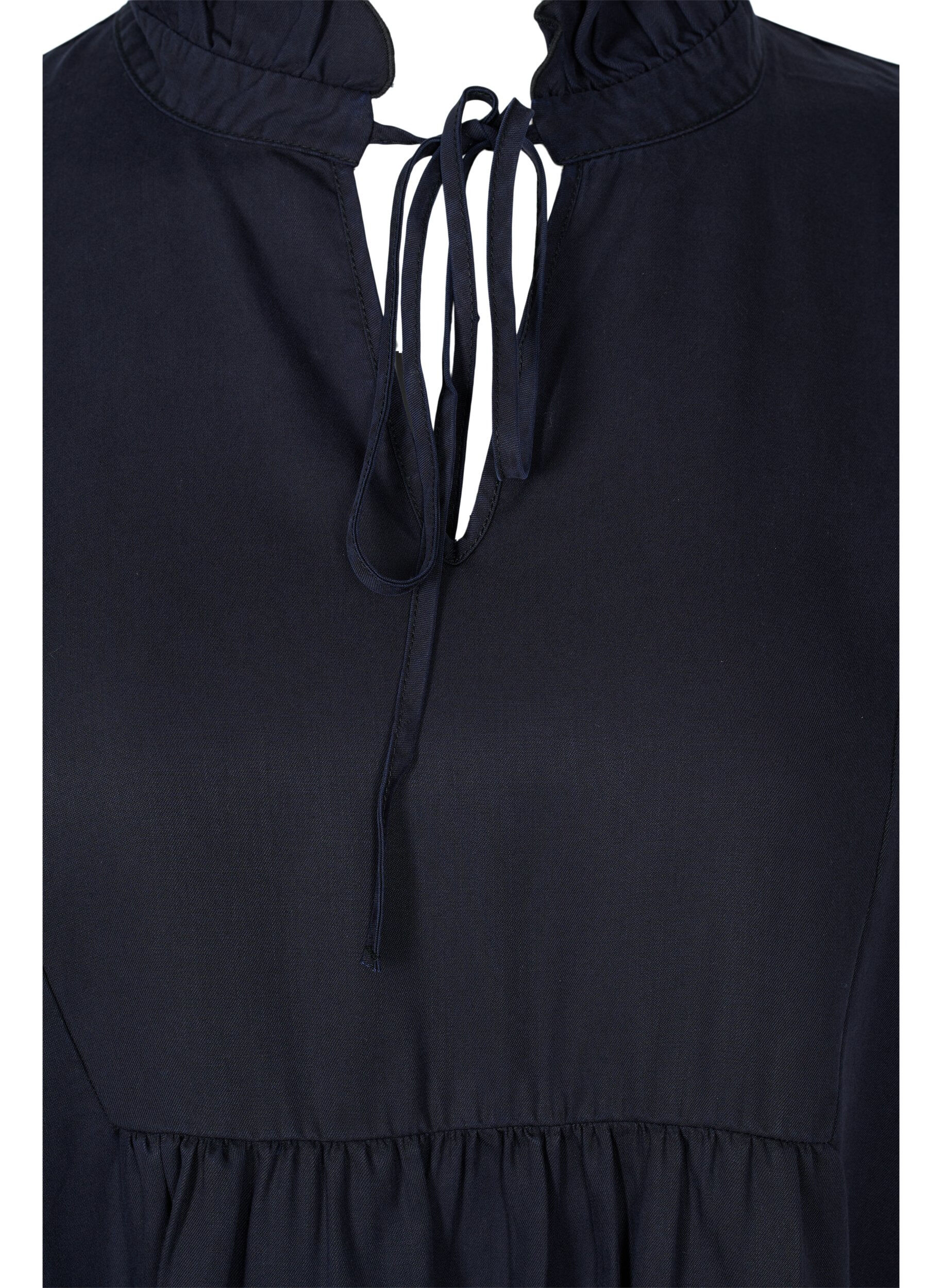 Zizzi Jurk met 3/4 mouwen van lyocell (TENCEL&trade;), Black, Packshot image number 2