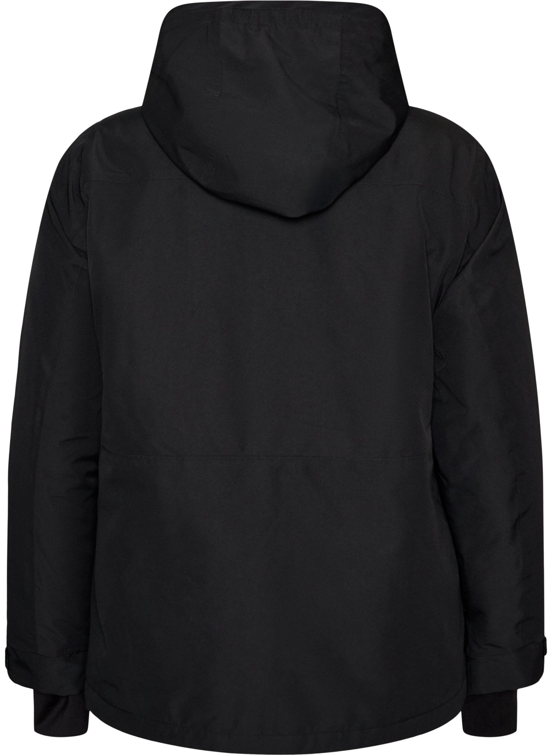 ZizziSki jas met capuchon en zakken met ritssluiting, Zwart, Packshot image number 1