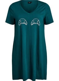 Organische katoenen nachtjapon met V-hals, Groen