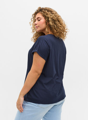 T-shirt met opdruk in biokatoen, Navy Blazer Silver, Model image number 1