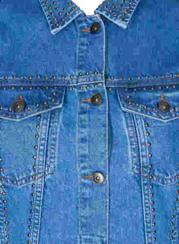 Spijkerjack met lange mouwen en klinknagels, Blue denim, Packshot image number 2