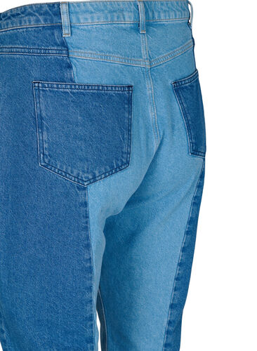 Cropped Vera jeans met colorblock, Blue denim, Packshot image number 3