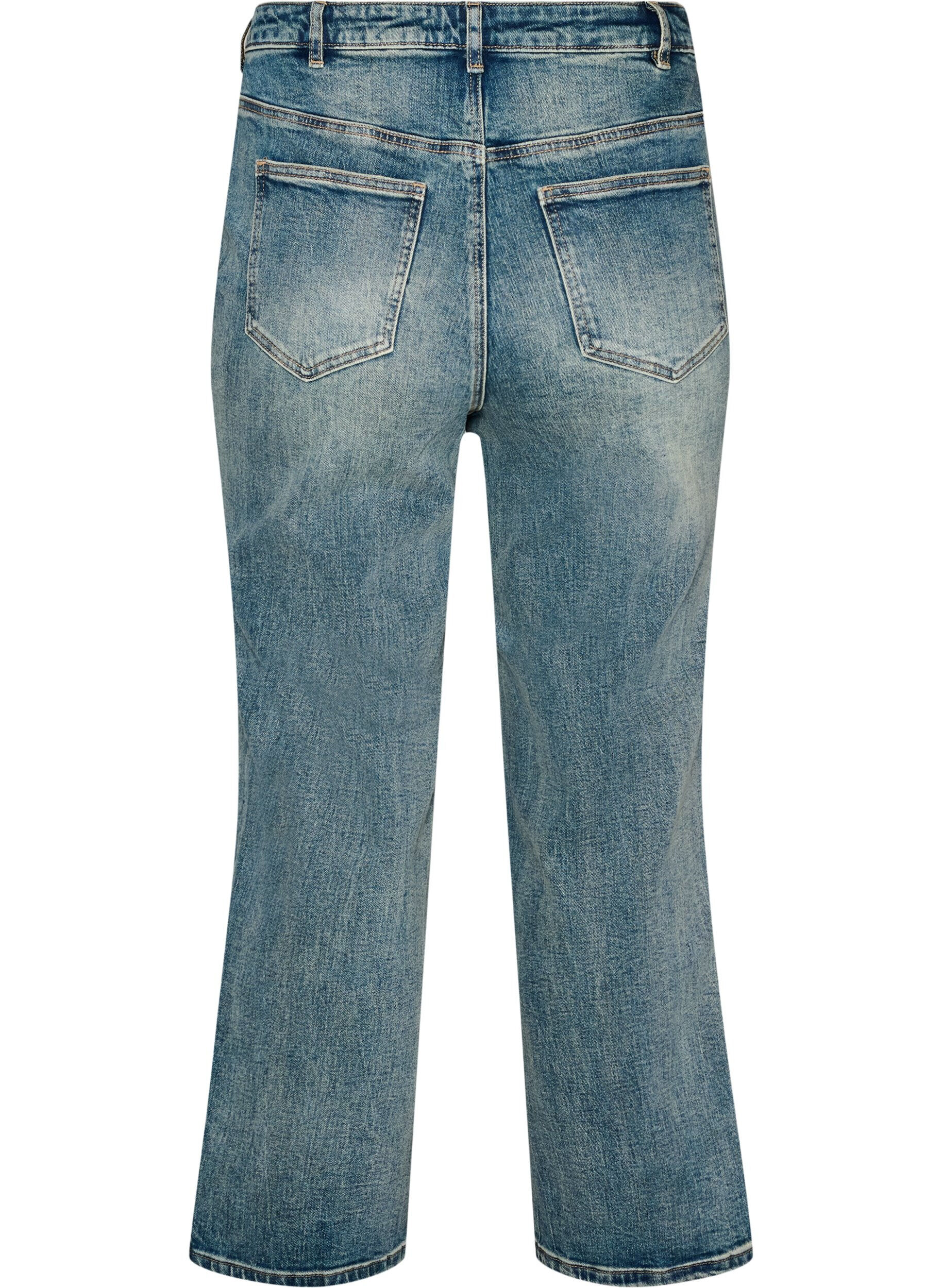 ZizziKiana straight-fit jeans met een licht versleten look, Blauw, Packshot image number 1