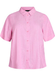 Shirt met korte mouwen in linnen en viscose, Roze