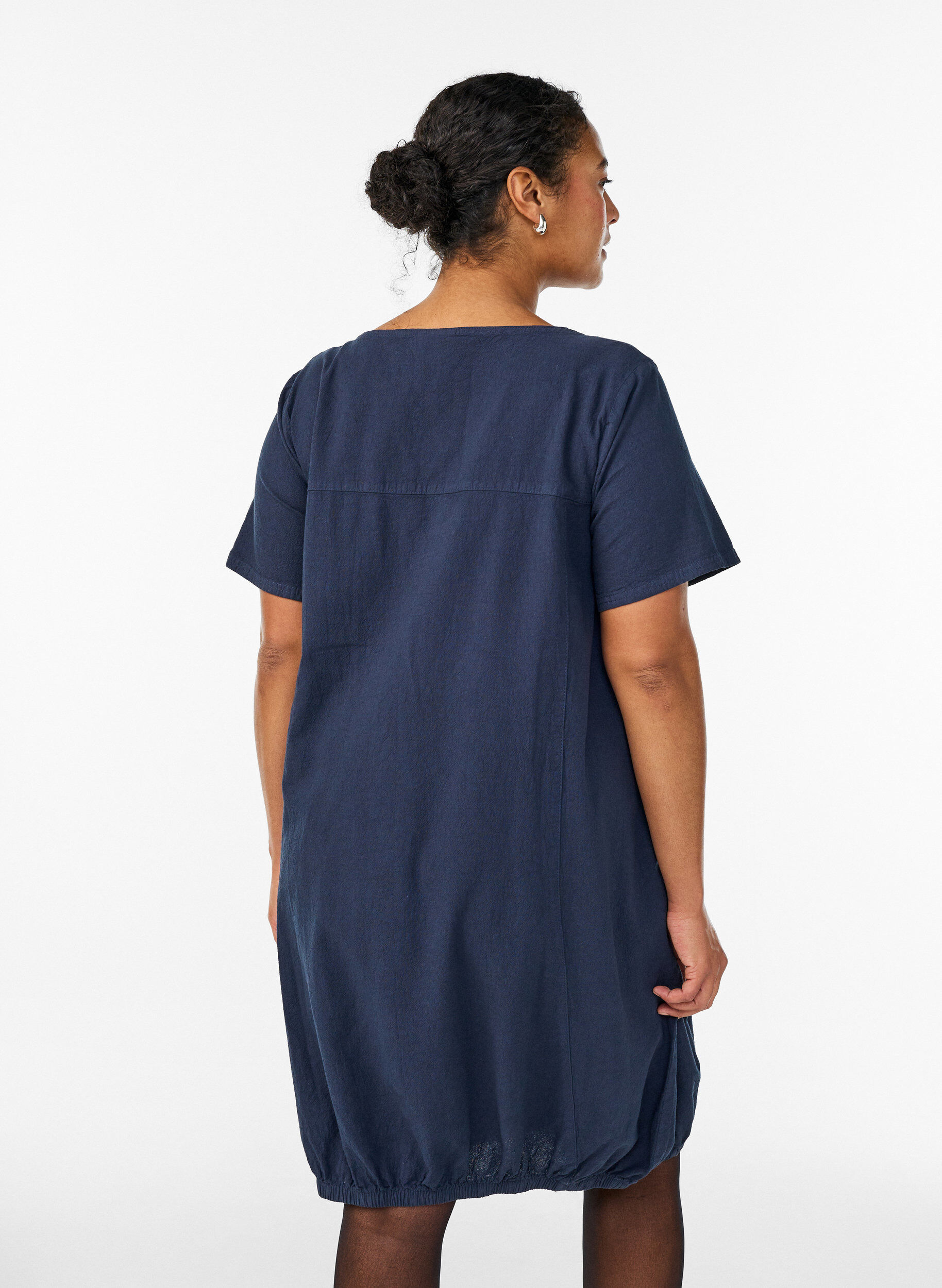 ZizziKatoenen jurk met korte mouwen, Blauw, Model image number 2