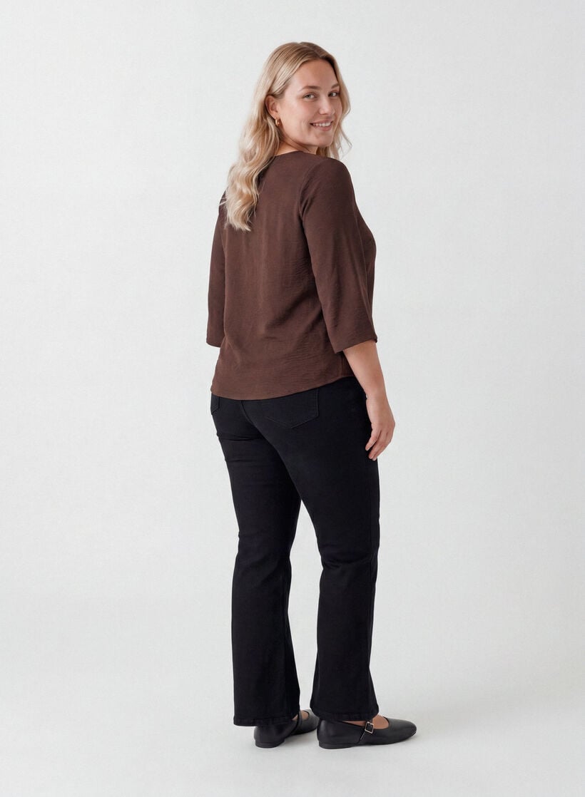 Blouse met 3/4 mouwen, Bruin, Model image number 2