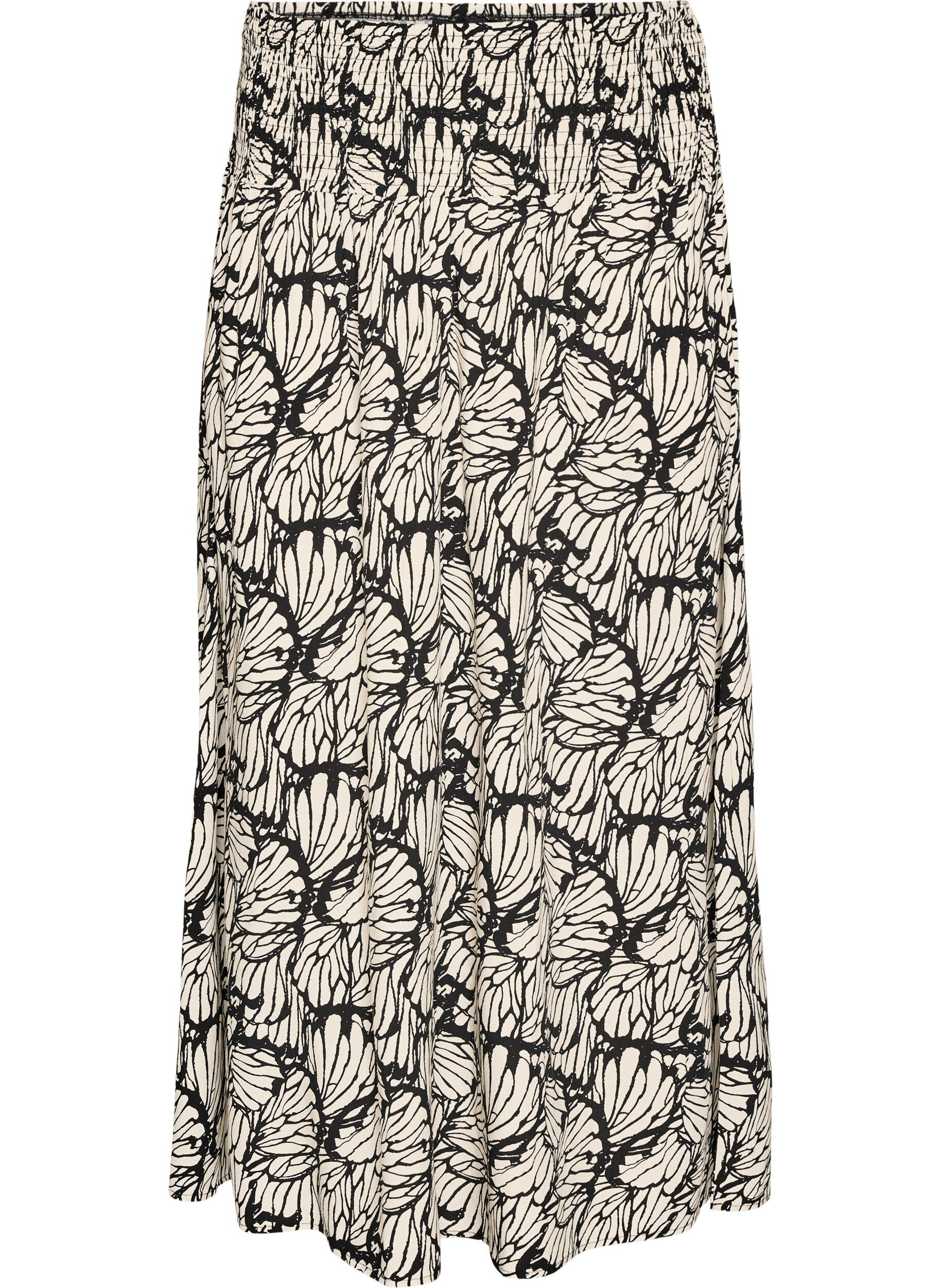 ZizziViscose maxi-rok met smock, Zwart, Packshot image number 0