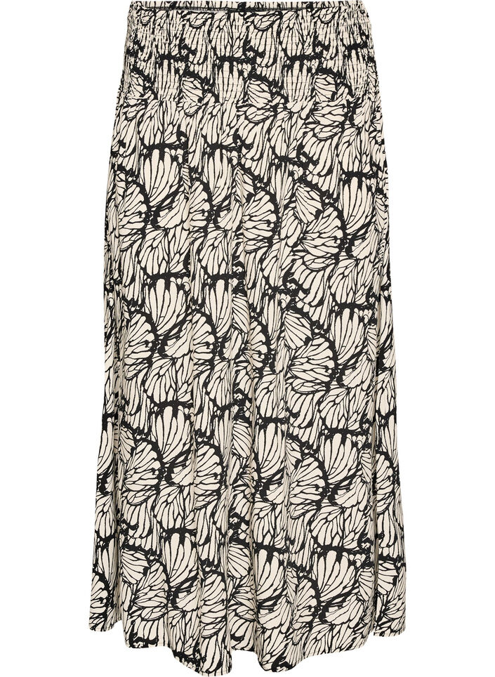 Viscose maxi-rok met smock, Zwart, Packshot image number 0