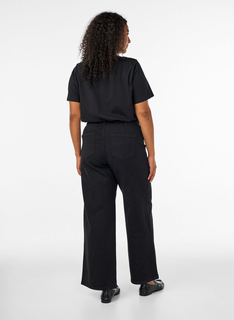 Jeans met wijde pijpen, Zwart, Model image number 1