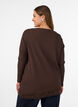 Jersey blouse met asymmetrische kanten rand, Bruin, Model image number 2