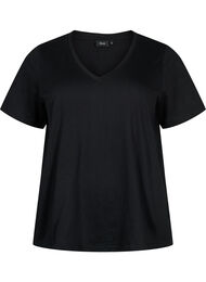 Basic t-shirt met korte mouwen en V-hals, Black