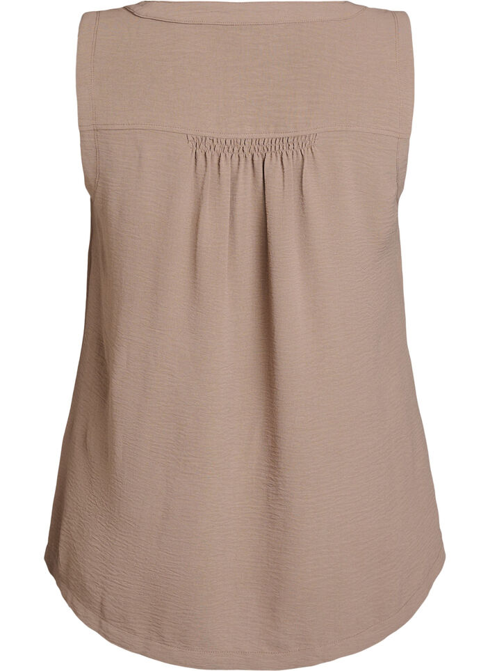 Mouwloze top met kreukeffecten, Bruin, Packshot image number 1