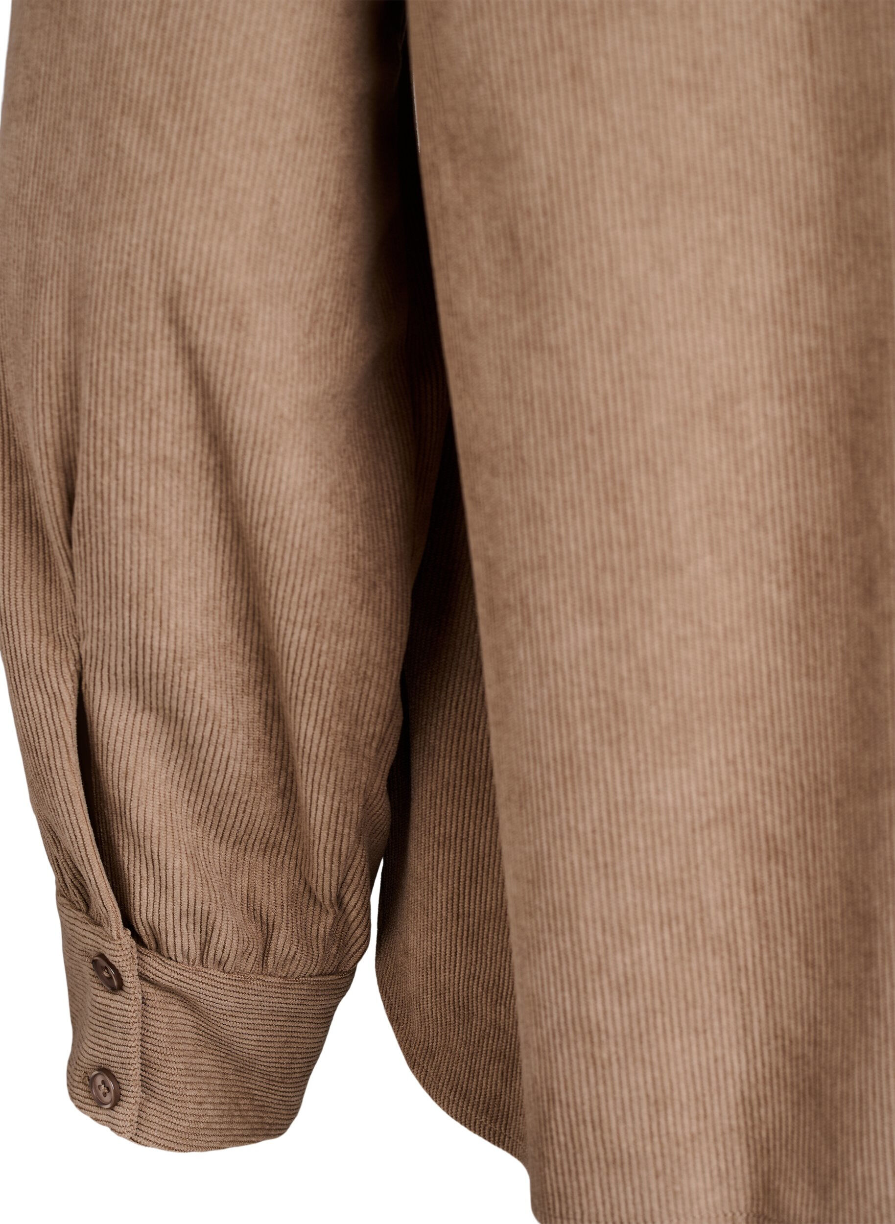 Zizzi Overhemdblouse met lange mouwen in corduroy, Bruin, Packshot image number 3