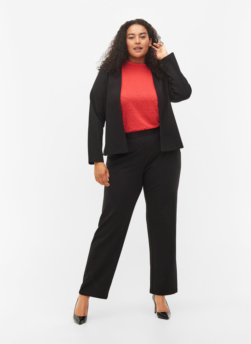 Nauwsluitende kanten blouse met lange mouwen, Hibiscus, Model image number 2