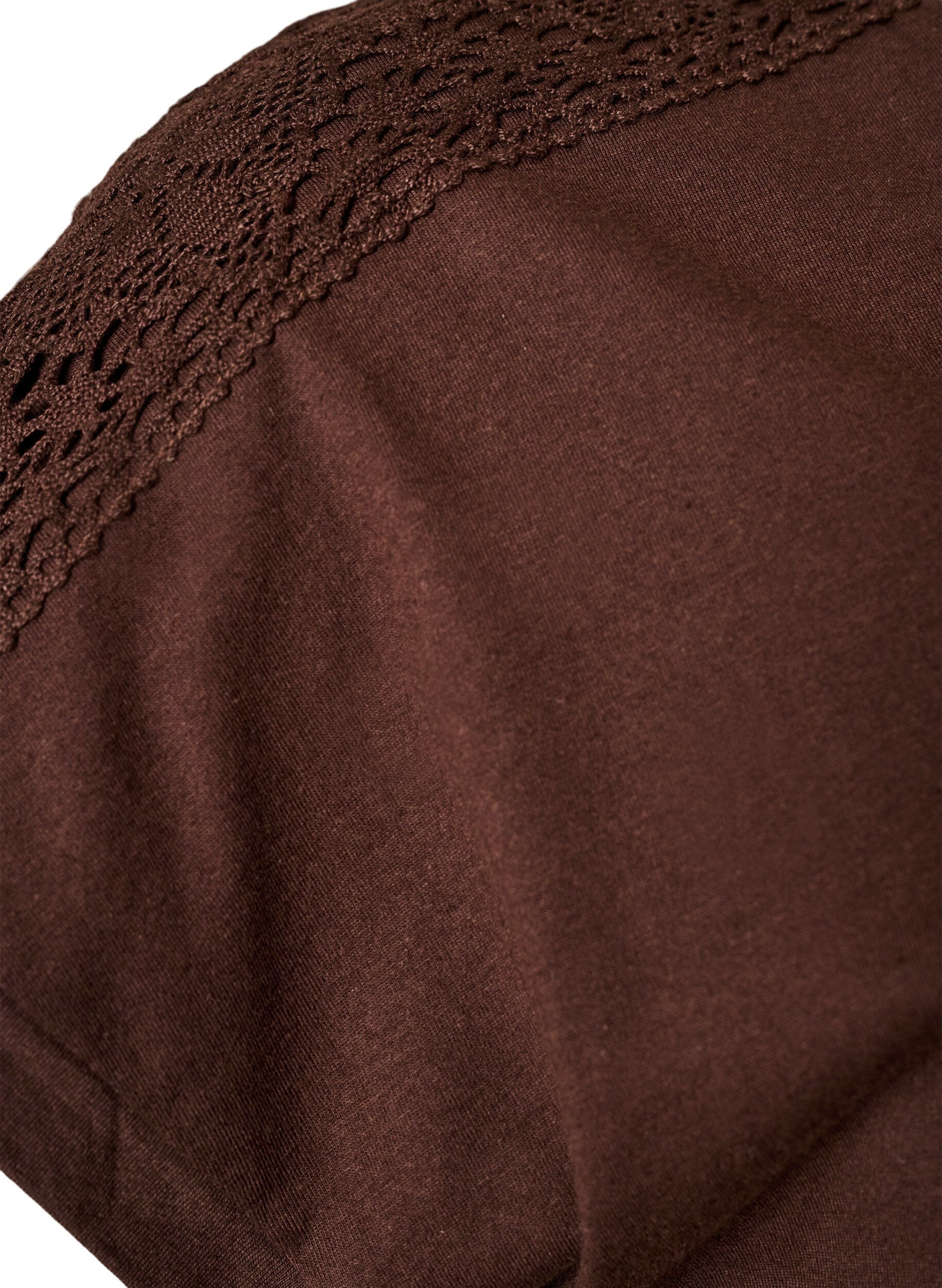 ZizziKatoenen T-shirt met haakdetail, Bruin, Packshot image number 3