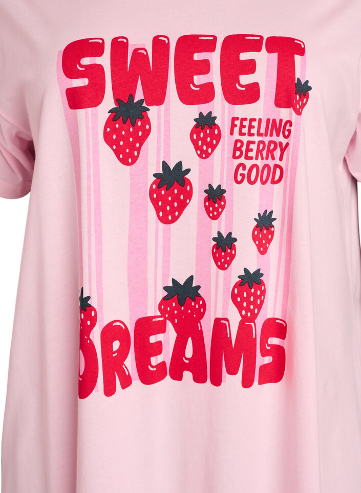 Lang nachthemd-T-shirt in biologisch katoen met print, Rood, Packshot image number 2