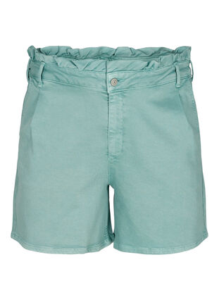 Katoenen shorts met ruche taille, Chinois Green, Packshot image number 0