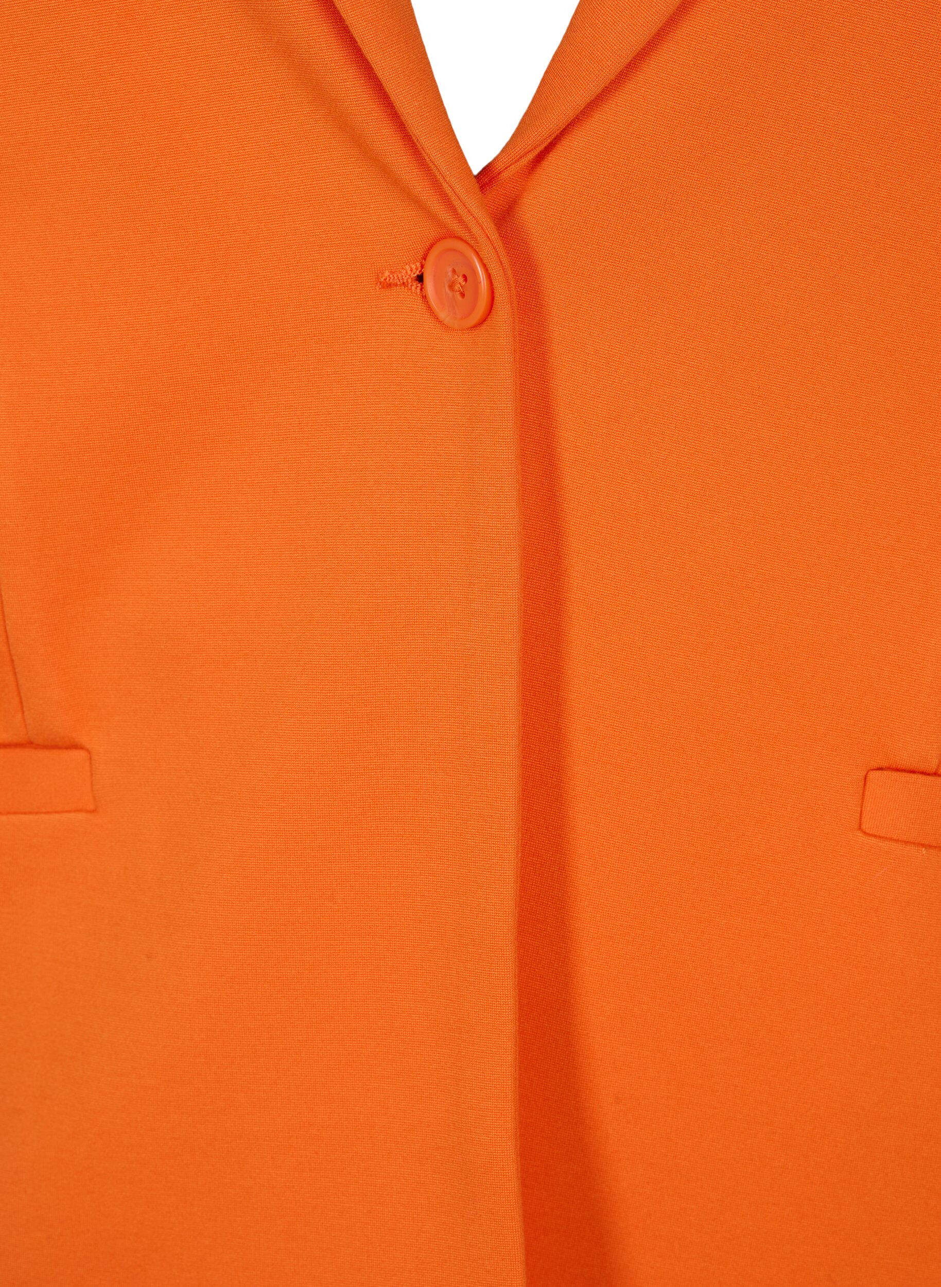 Zizzi Basic blazer met knoop en sierzakken, Mandarin Orange, Packshot image number 2